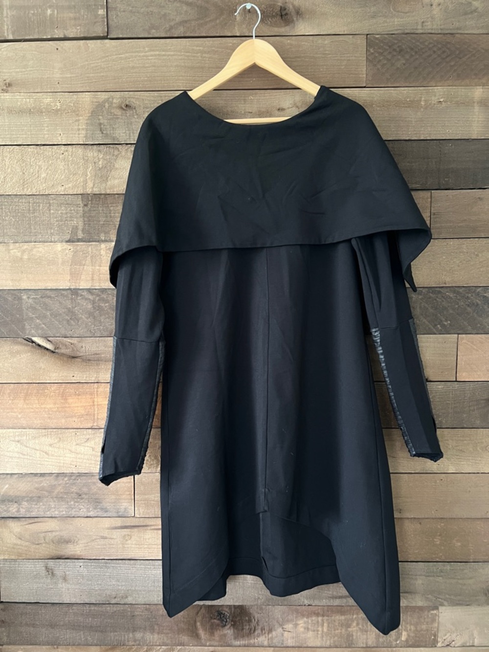 Adeptt Women's Black Long Sleeve Dress with Cape
